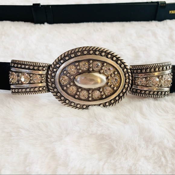Chicos Rhinestone Bling Leather Statement Belt M!L - Picture 10 of 12
